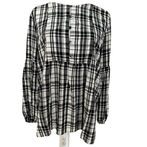 Loft Tunic with Working Front Buttons Side Slits Elastic Sleeves